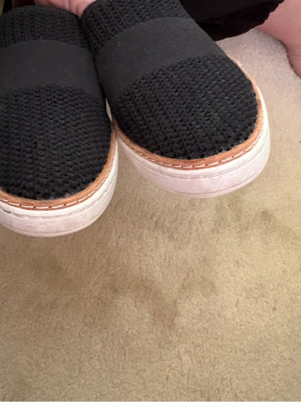 UGG Black Knit Slip-On Sneakers with White Soles